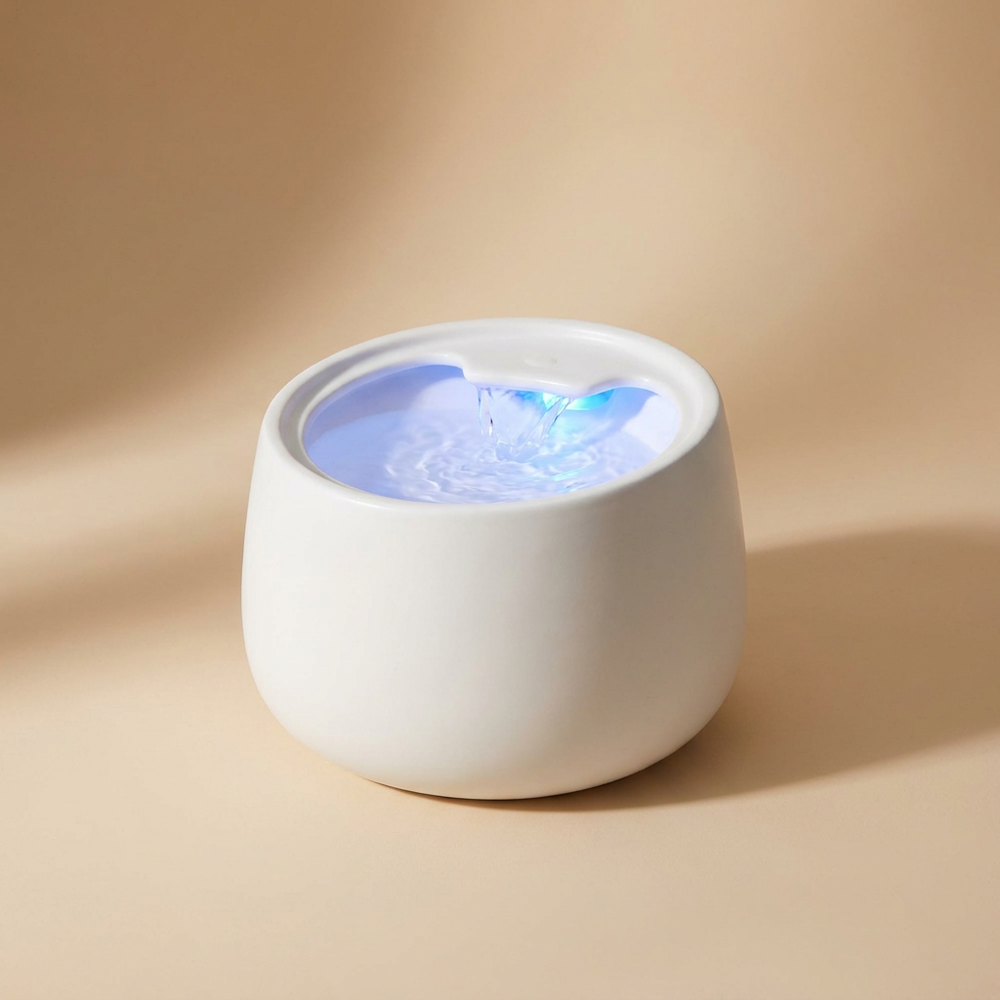 AquaPurr тих фонтан за котки с LED — продуктова снимка